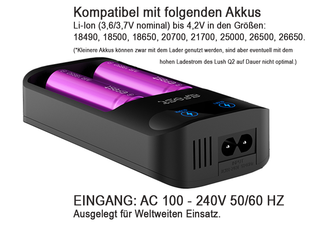 Efest Lush Q2 Akku-Schnellladegerät mit integriertem Netzteil - Image 4