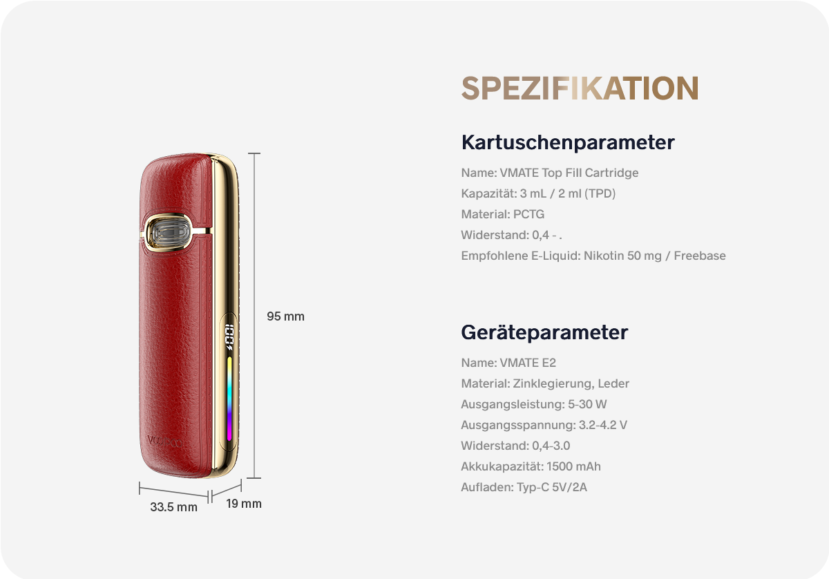 VooPoo VMATE E2 Pod Kit Weiß - Image 2