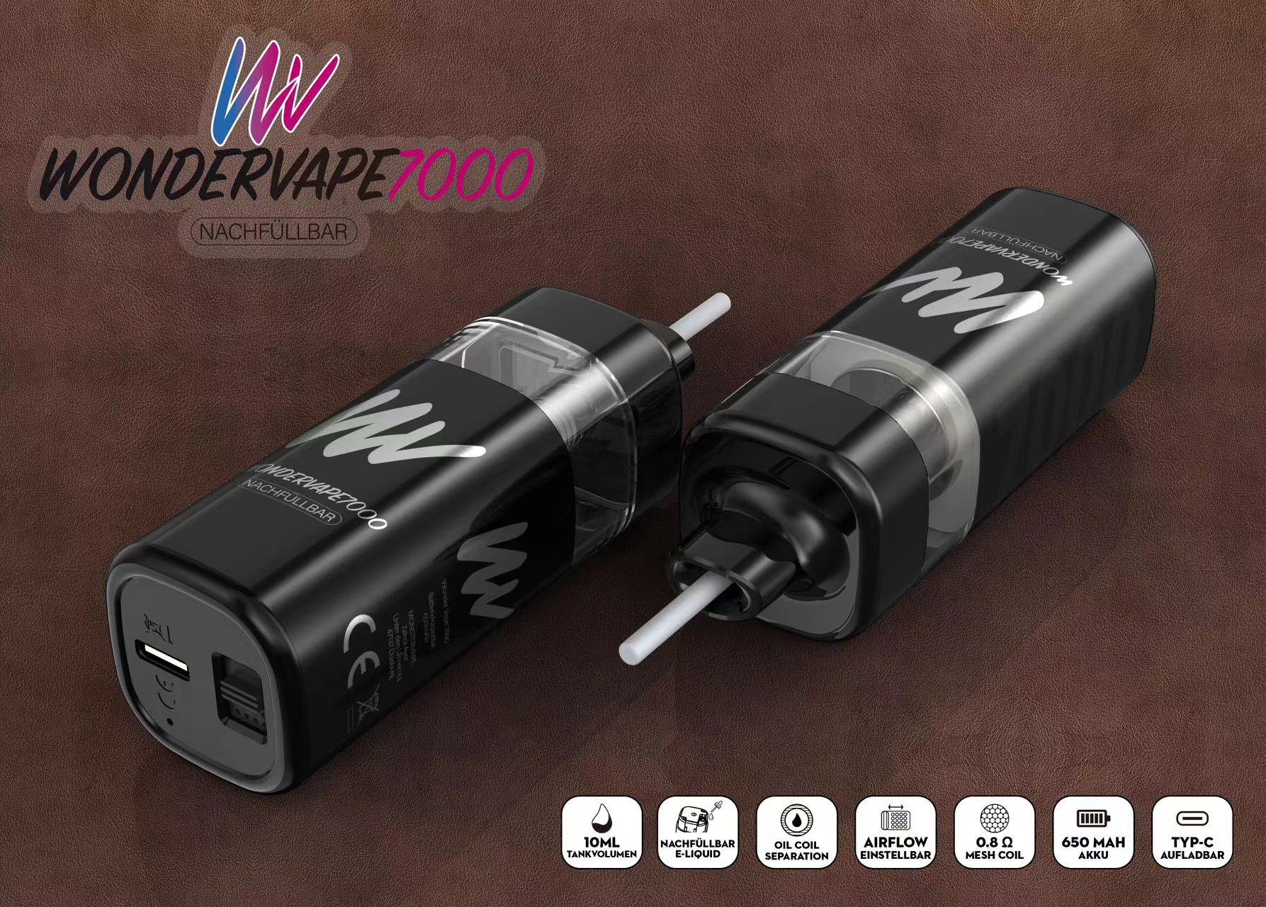 Wonder Vape 7000 Einweg E-Zigarette (Refill System) - Image 2