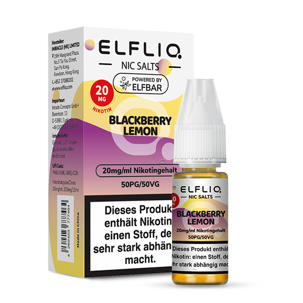 Elfliq - Blackberry Lemon 10ml NicSalt Liquid