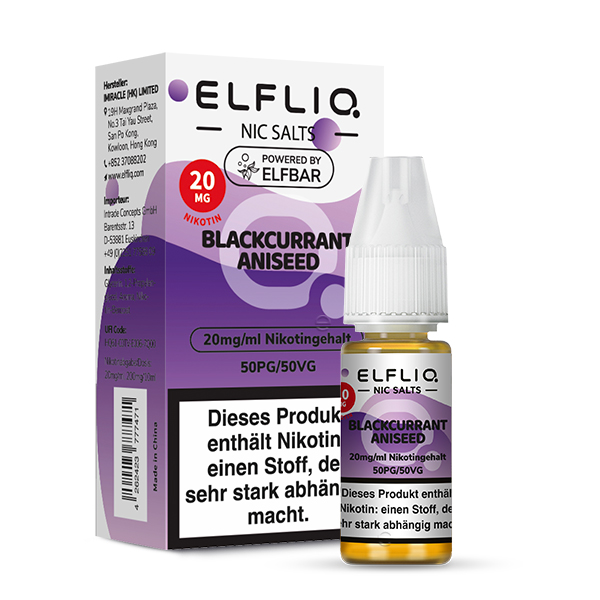 Elfliq - Blackcurrant Aniseed 10ml NicSalt Liquid