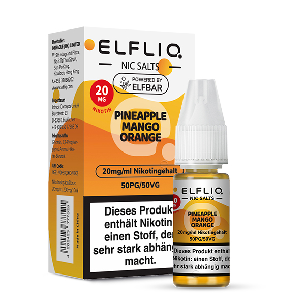 Elfliq - Pineapple Mango Orange 10ml NicSalt Liquid