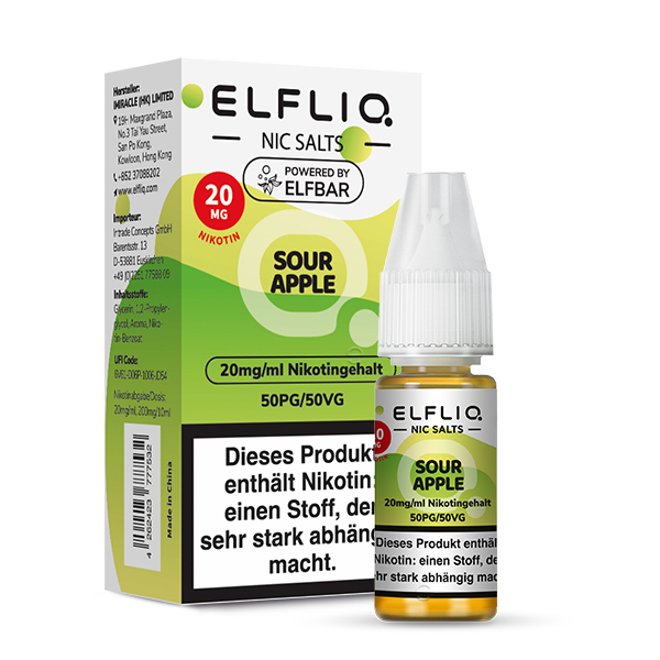 Elfliq - Sour Apple 10ml NicSalt Liquid