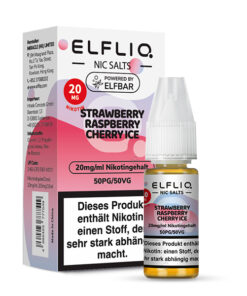 Elfliq - Strawberry Raspberry Cherry Ice 10ml NicSalt Liquid