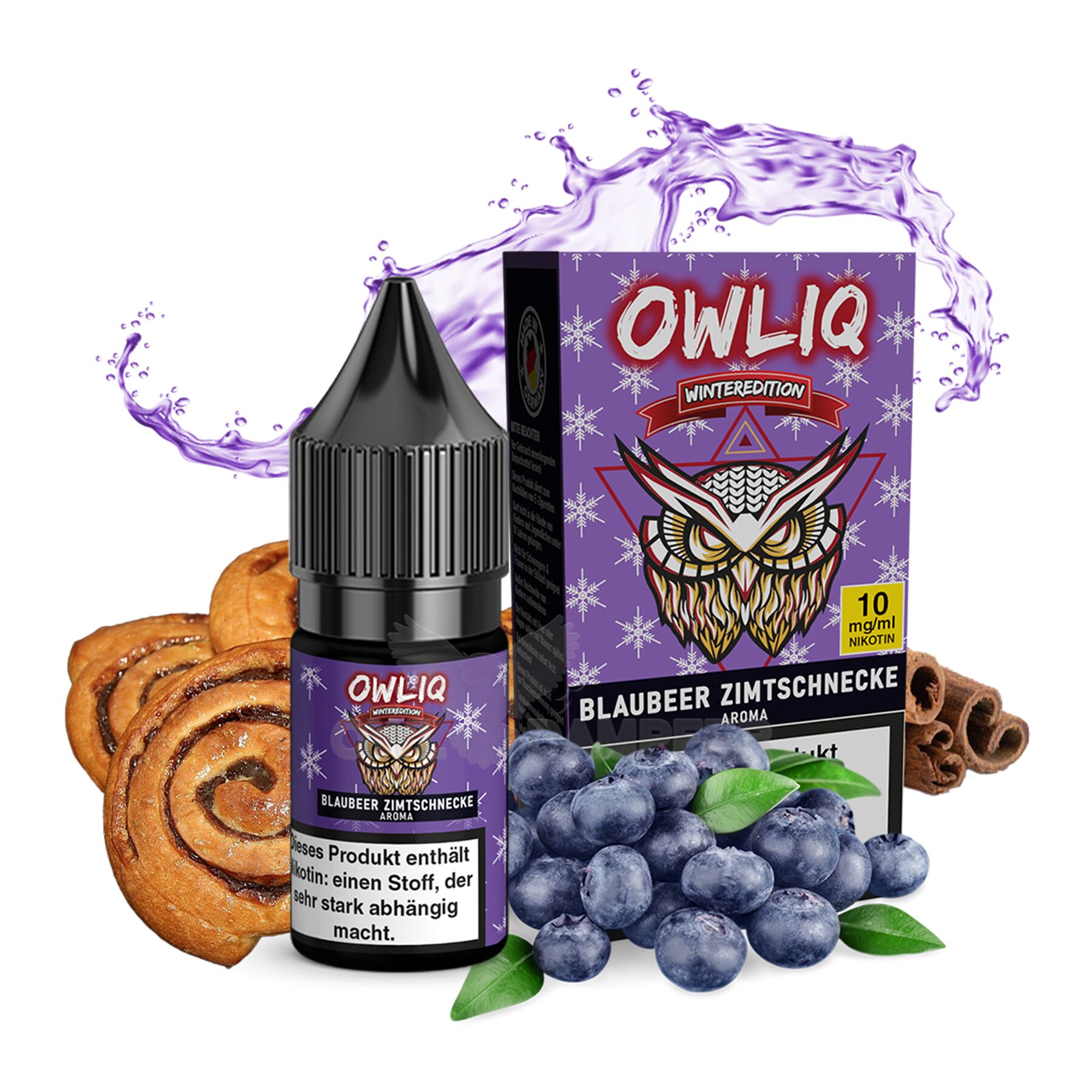 OWLIQ - Blaubeer Zimtschnecke 10ml NicSalt Liquid
